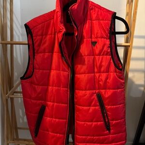 Guess Red and Black Quilted Vest